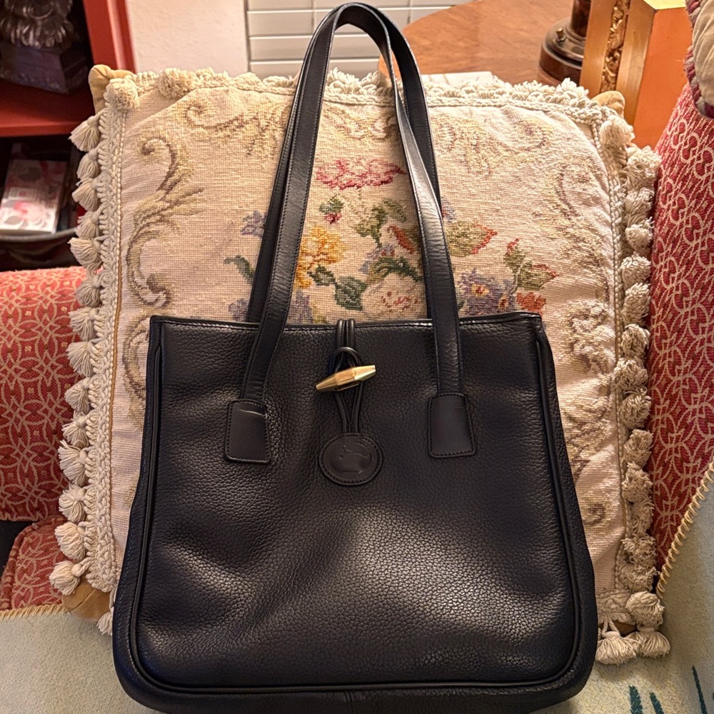 Dooney & Bourke VINTAGE Navy Blue Pebbled ALL WEATHER Leather Tote